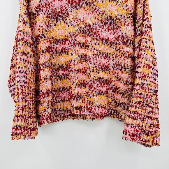 Marc New York Size Medium Pink & Yellow Boxy Wide Sleeve Mock Neck Knit Sweater - Picture 3 of 8